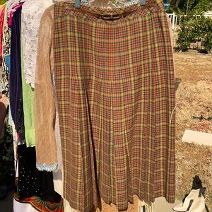 Vintage Celine pleated Plaid Skirt